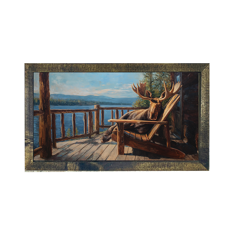 Moose Resting in Adirondack Chair - Horizontal Frame