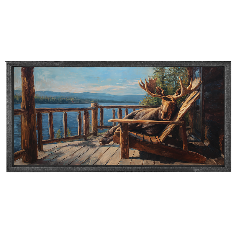 Moose Resting in Adirondack Chair - Horizontal Frame