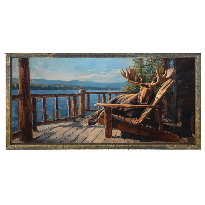 Moose Resting in Adirondack Chair - Horizontal Frame