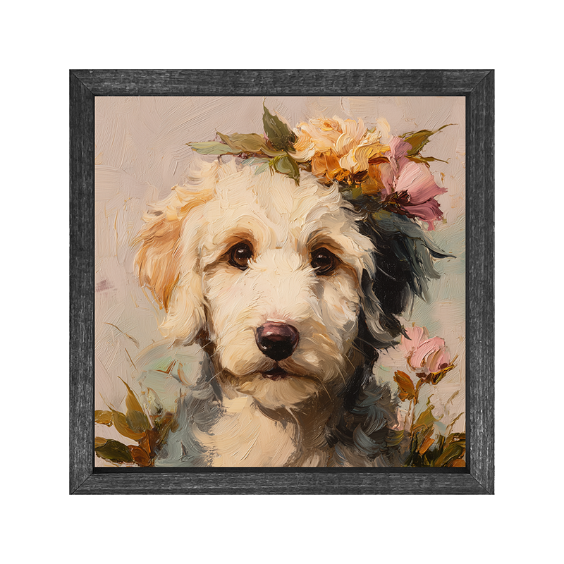 Spring Season White Labradoodle - Square Frame