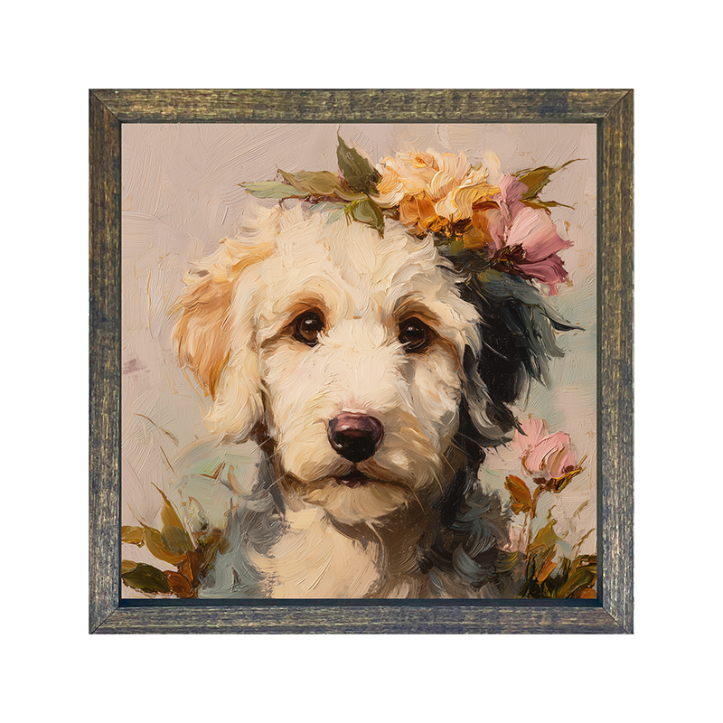 Spring Season White Labradoodle - Square Frame