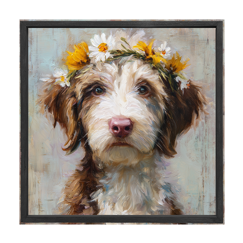 Spring Season Brown and White Labradoodle - Square Frame