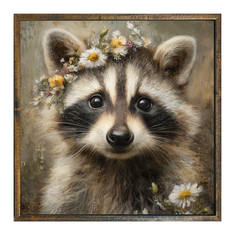 Spring Season Raccoon - Square Frame