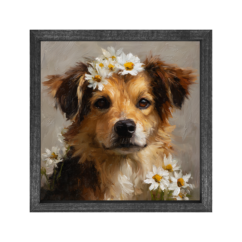 Spring Season Tan Dog - Square Frame