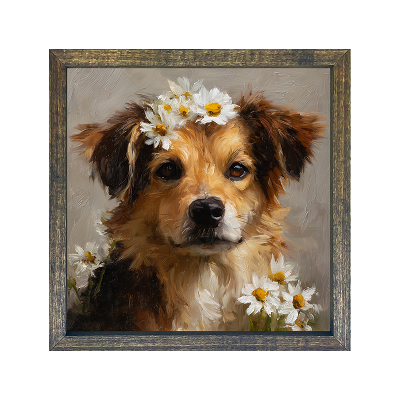 Spring Season Tan Dog - Square Frame