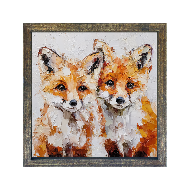 Animal Buddies - Posing Foxes - Square Frame