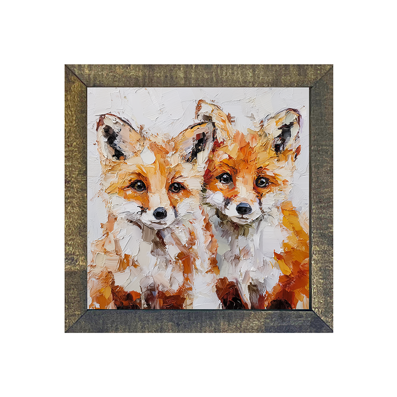 Animal Buddies - Posing Foxes - Square Frame