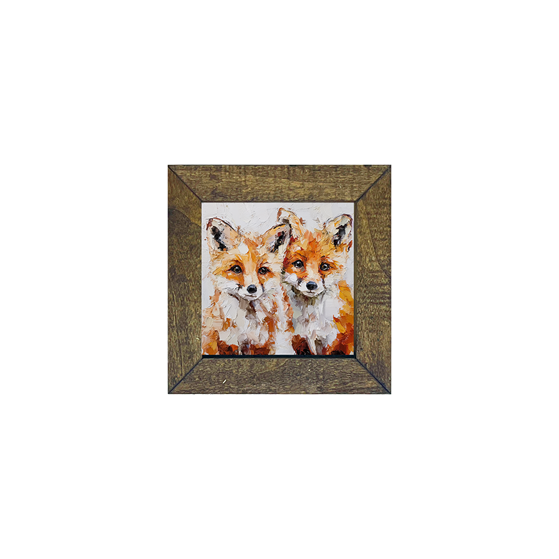 Animal Buddies - Posing Foxes - Square Frame