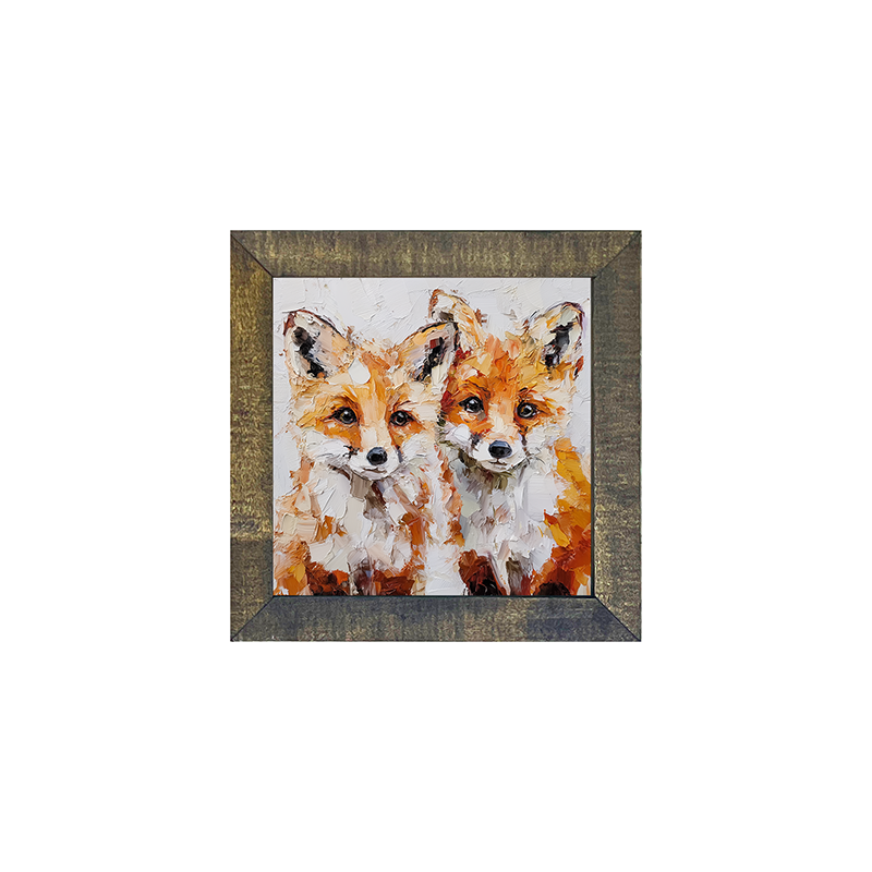 Animal Buddies - Posing Foxes - Square Frame