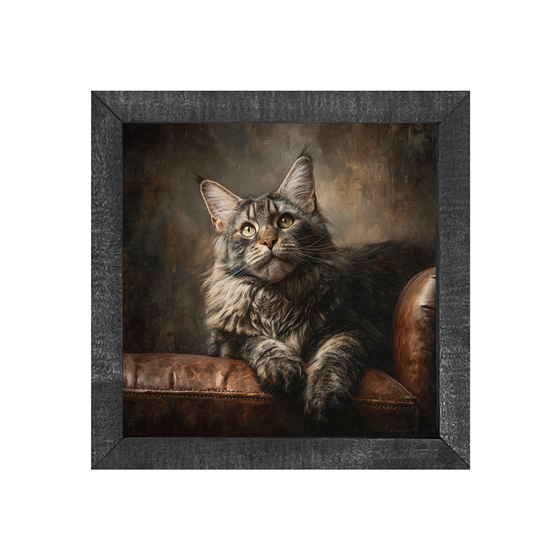 Armchair with Maine Coon Cat - Square Frame