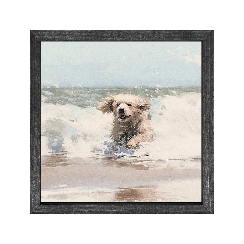 Dog running in water