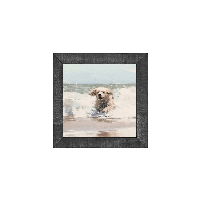 Dog running in water