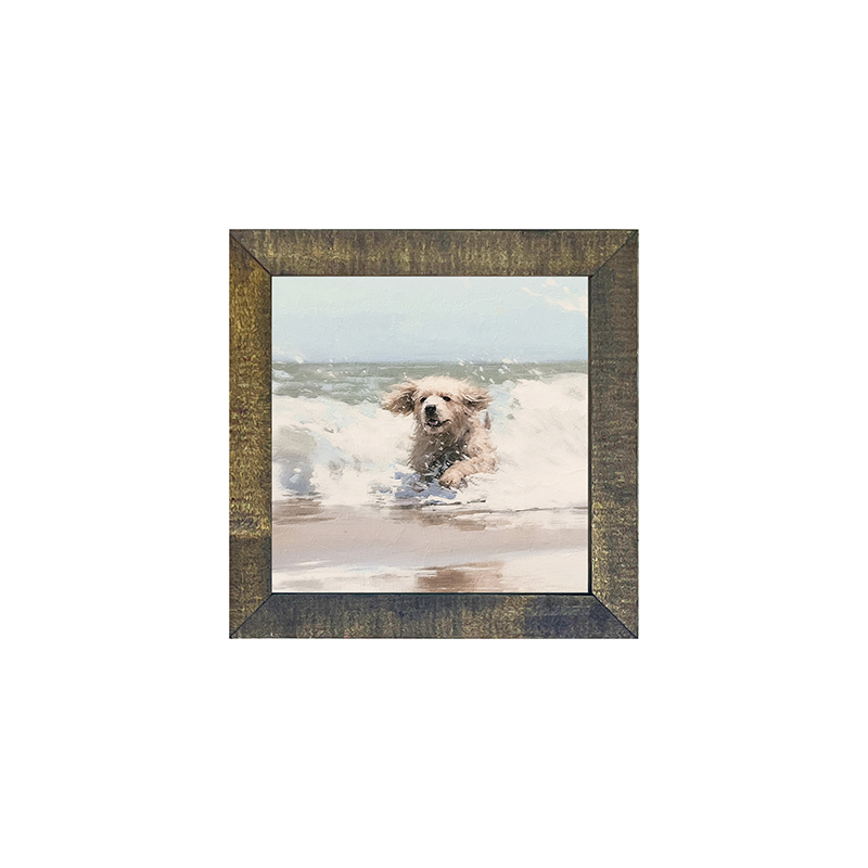 Dog running in water