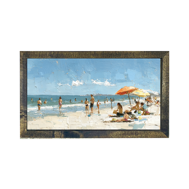 Beach Time - Orange Umbrella - Horizontal Frame