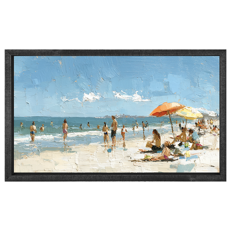 Beach Time - Orange Umbrella - Horizontal Frame