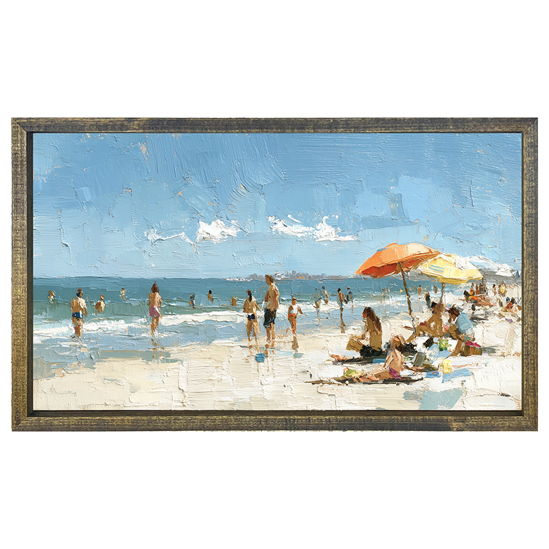 Beach Time - Orange Umbrella - Horizontal Frame