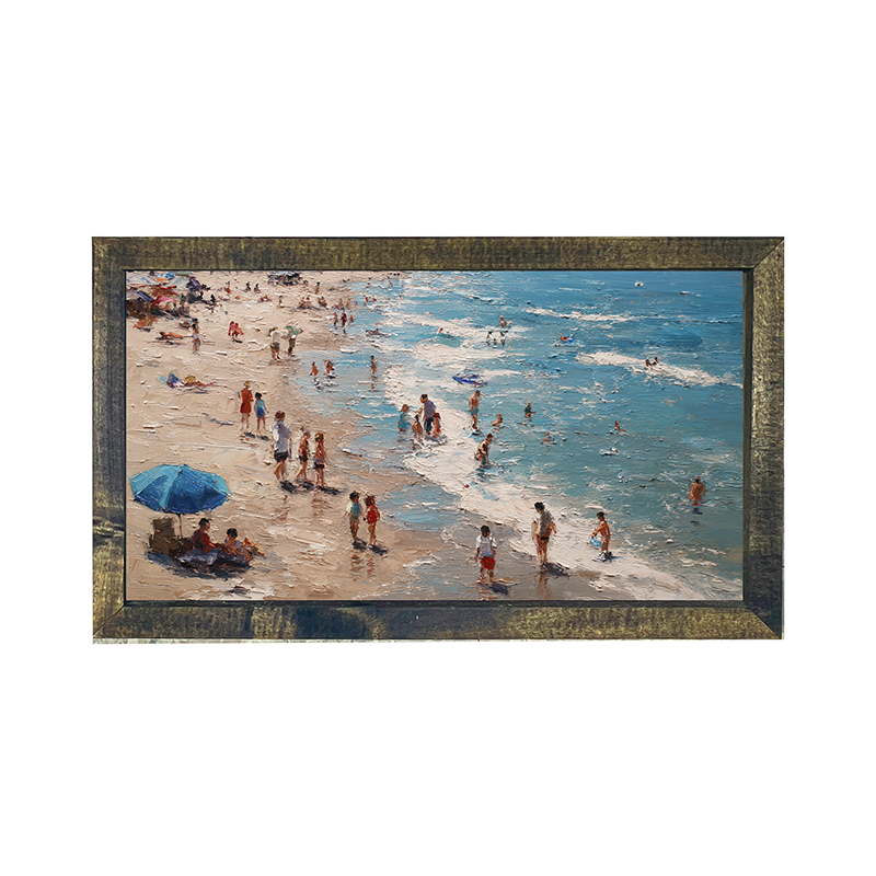 Beach Time - Blue Umbrella - Horizontal Frame