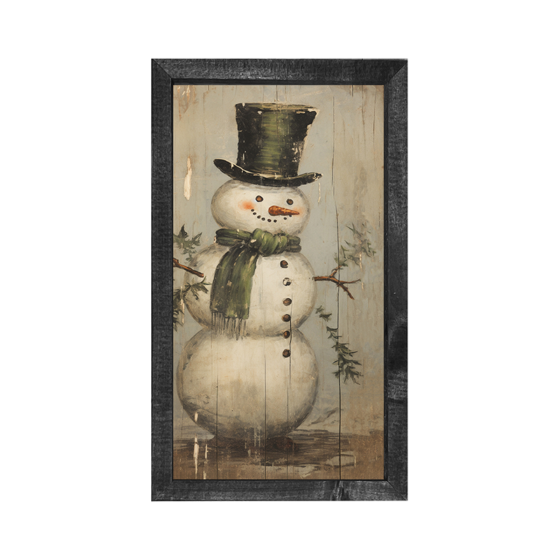 Snowman with green scarf