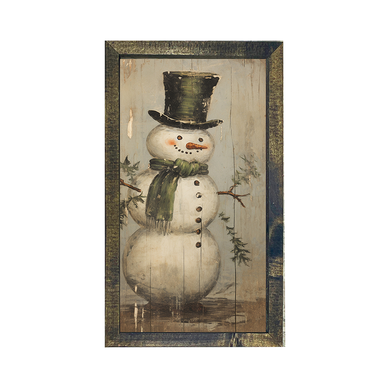 Snowman with green scarf