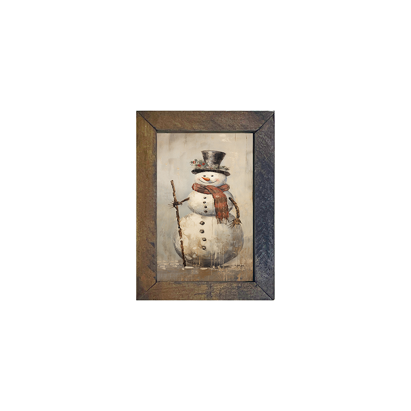 Rustic happy snowman