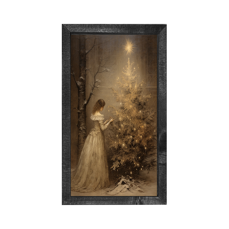 Victoria with Christmas Tree-Vertical Frame
