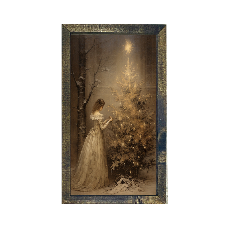 Victoria with Christmas Tree-Vertical Frame