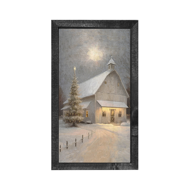 Christmas night farm-Vertical Frame