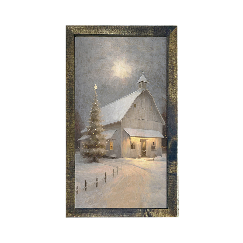 Christmas night farm-Vertical Frame