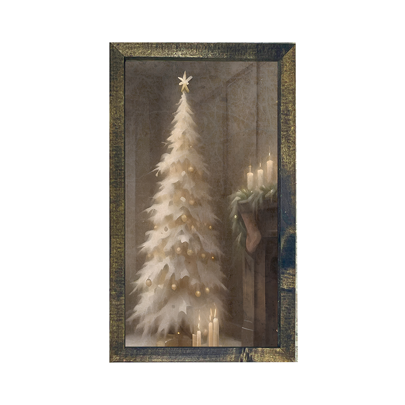 Gold and white Christmas tree-Vertical Frame