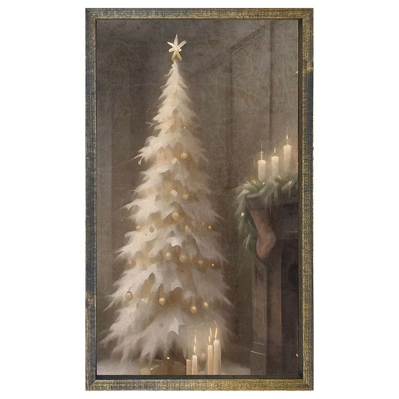 Gold and white Christmas tree-Vertical Frame