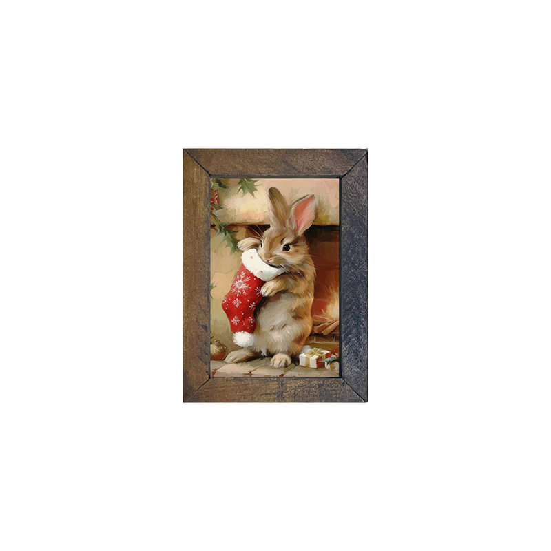 Bunny with Stocking-Vertical Frame