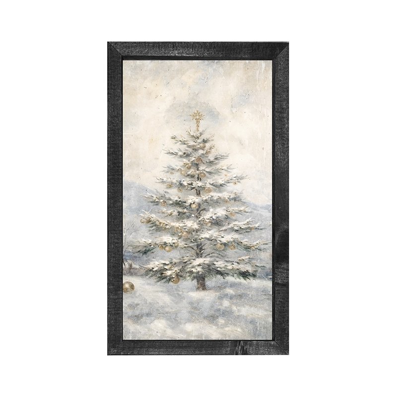 Christmas Tree with snow - Vertical Frame