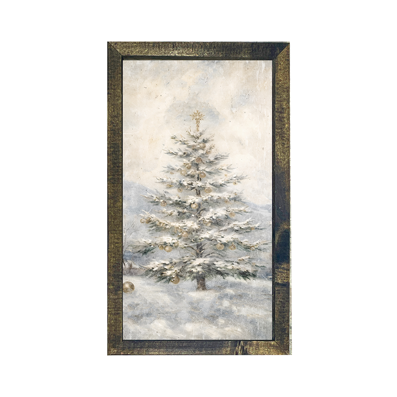Christmas Tree with snow - Vertical Frame