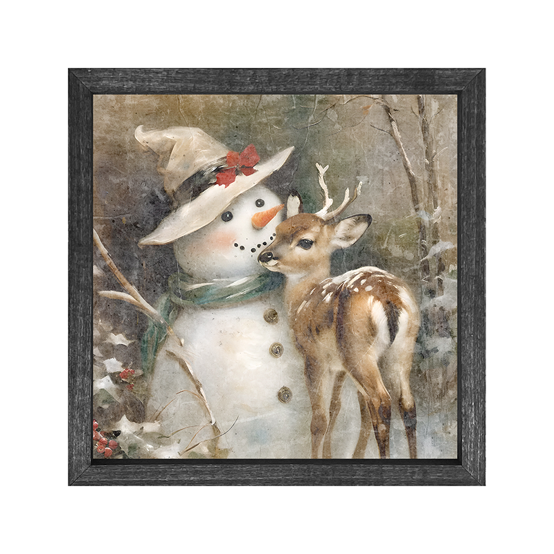 Snowman with deer