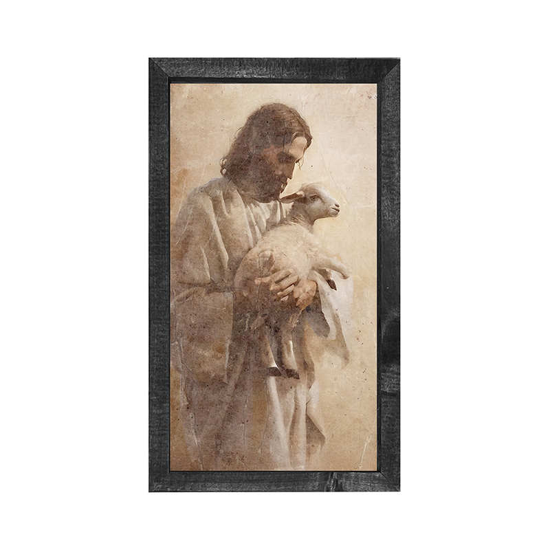 Jesus with a lamb - Vertical Frame