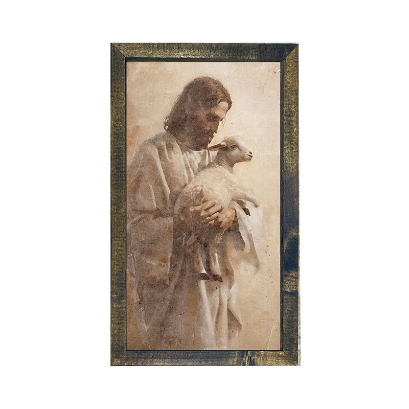 Jesus with a lamb - Vertical Frame