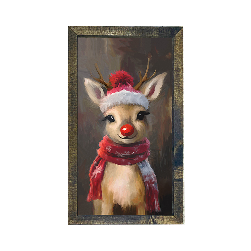The red nosed reindeer in winter - Vertical Frame