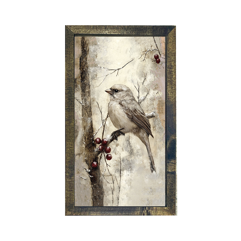 Bird with Berries - Vertical Frame