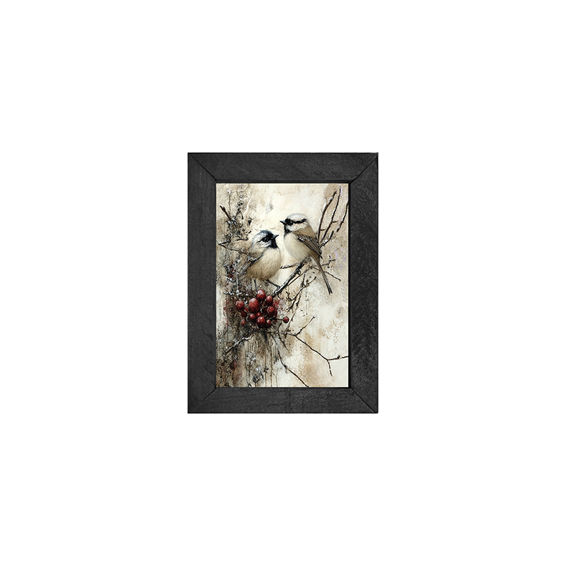 Two Birds with Berries - Vertical Frame