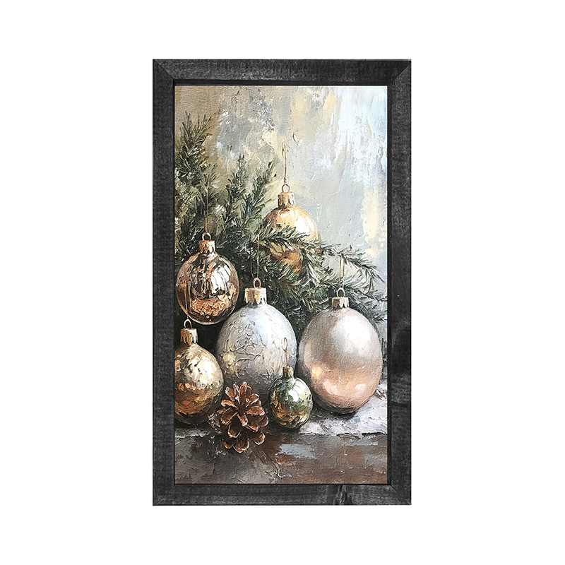 Silver and Gold Ornaments - Vertical Frame