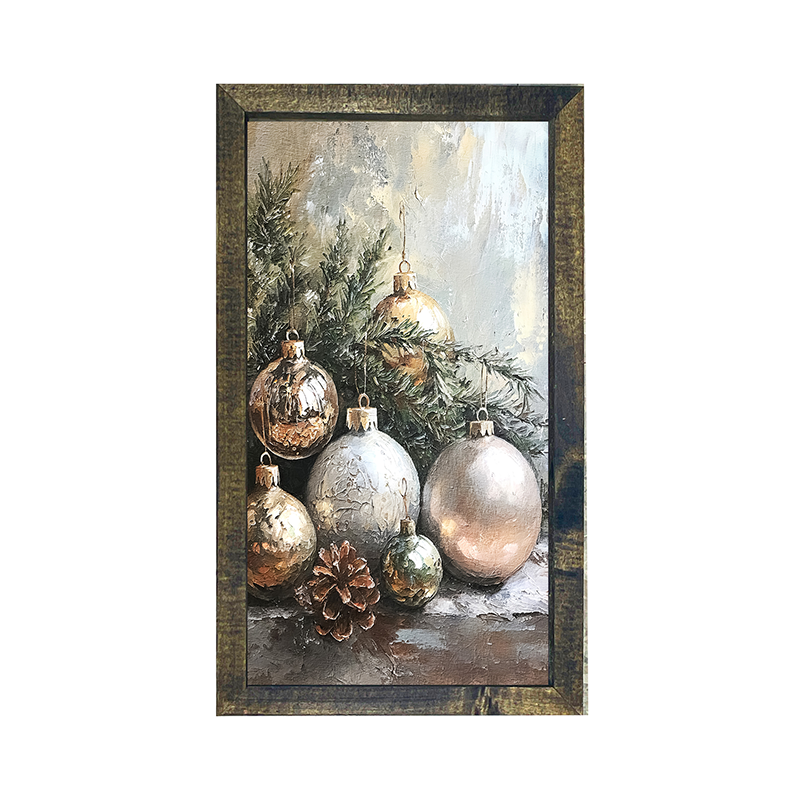 Silver and Gold Ornaments - Vertical Frame