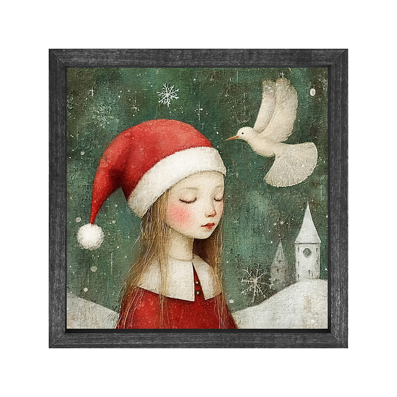 Christmas girl with dove