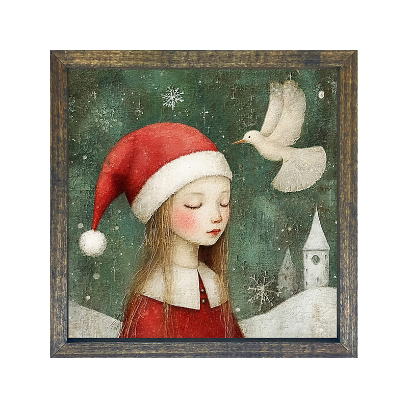 Christmas girl with dove