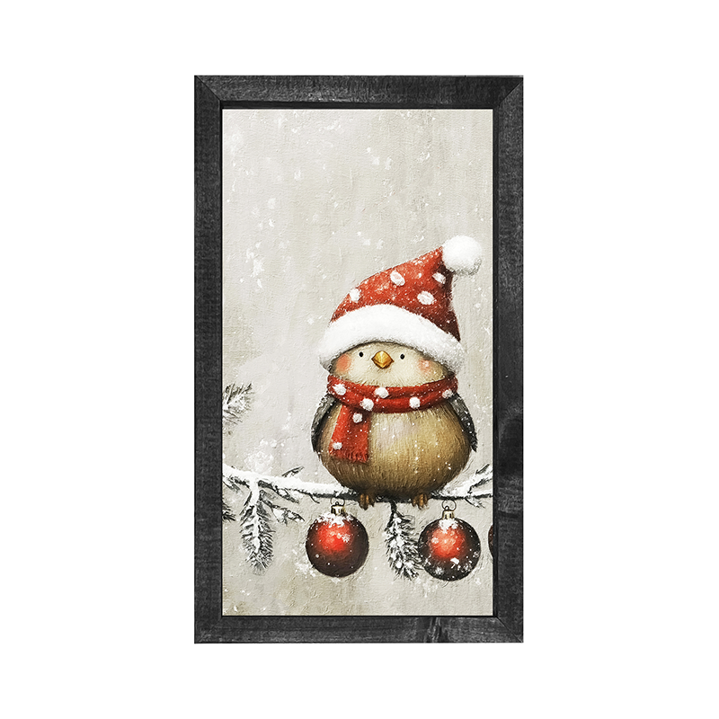 Christmas bird with Ornaments - Vertical Frame