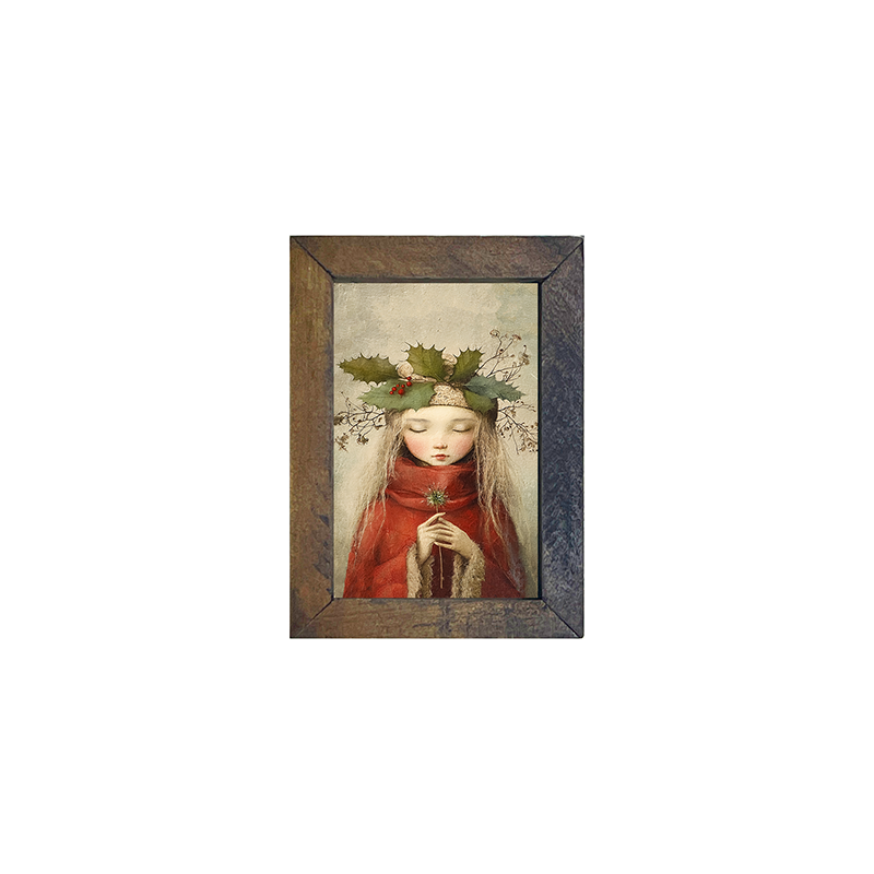 Rustic Christmas girl - Vertical Frame