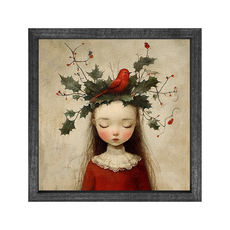 Christmas Girl with Cardinal