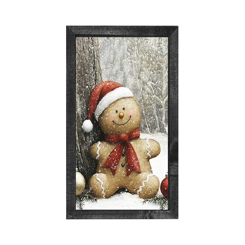 Snowy Gingerbread Man - Vertical Frame