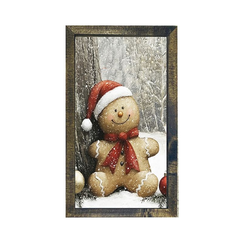 Snowy Gingerbread Man - Vertical Frame