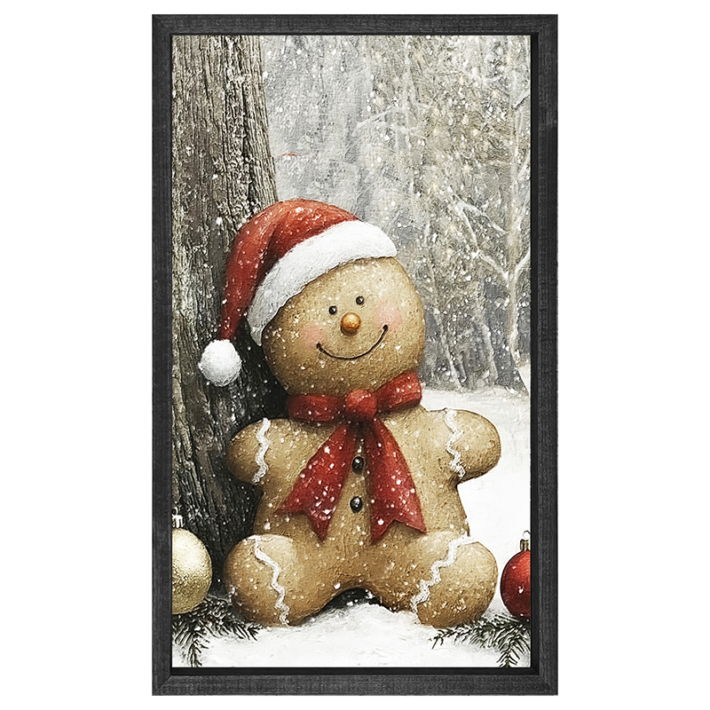Snowy Gingerbread Man - Vertical Frame