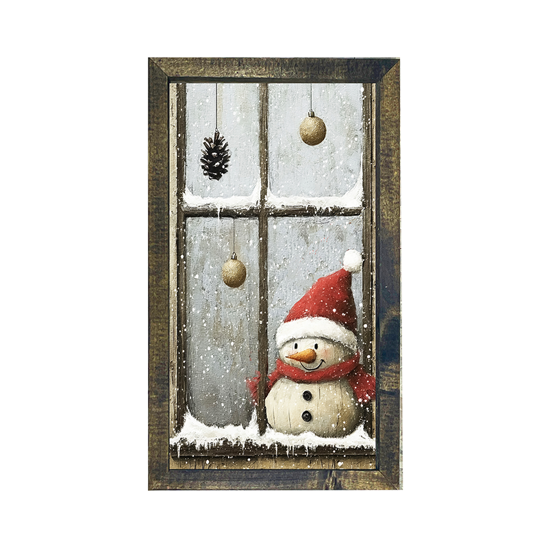 Snowman with Ornaments - Vertical Frame